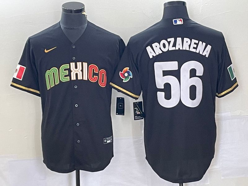 Men 2023 World Cub Mexico 56 Arozarena Black Nike MLB Jersey12